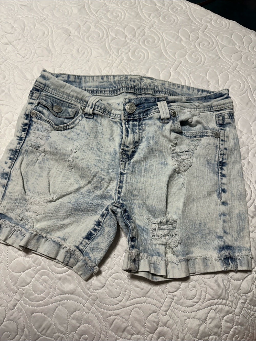 Wallflower Light Blue Distressed Denim Shorts